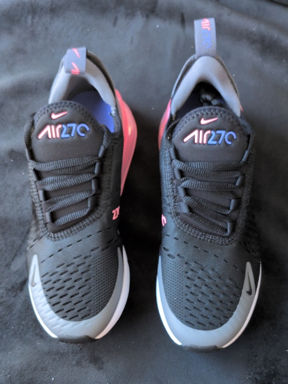 Kids' Nike AirMax 270 Sneakers - 5Y - Black, grwy with Pink Accents
